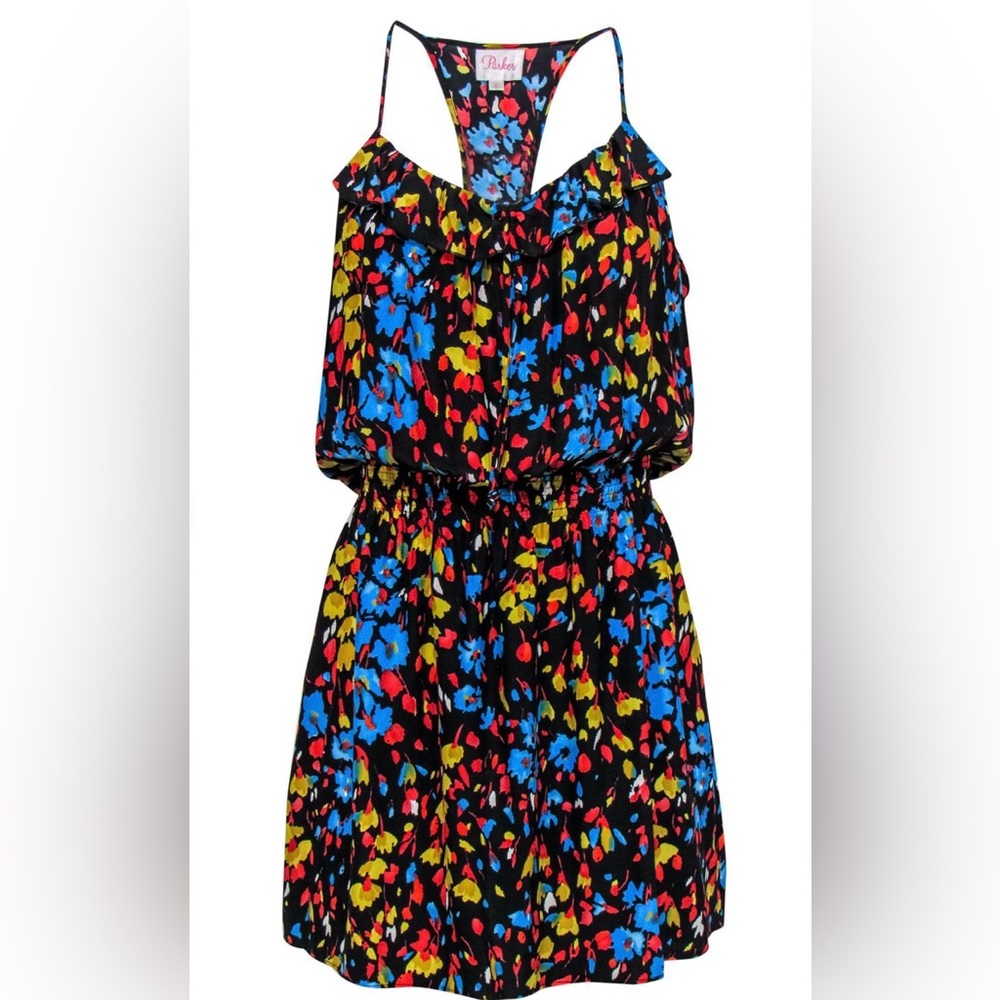 Parker - Multicolor Floral Print Silk Spaghetti Strap Dress Sz S